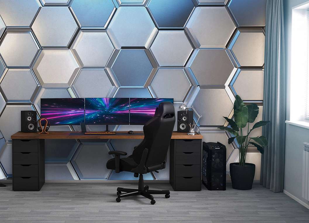 Gyerek posztertapéta high-tech világító hatszög mintával 368x254 vlies