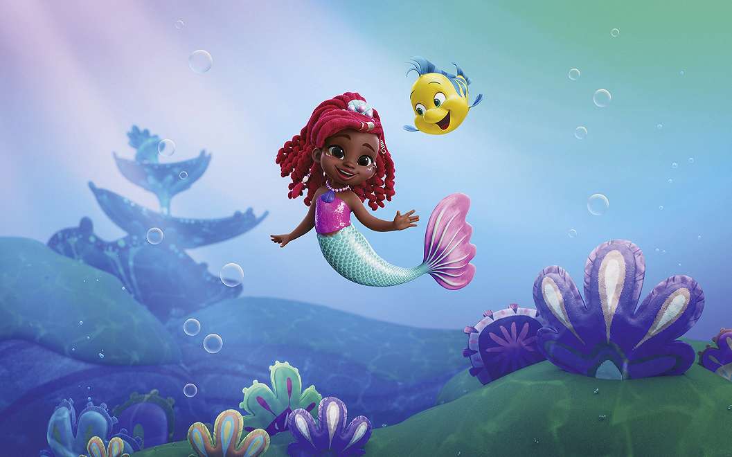 Gyerek posztertapéta modern mese grafikával Ariel és fiatal barátai Disney mese figurákkal
