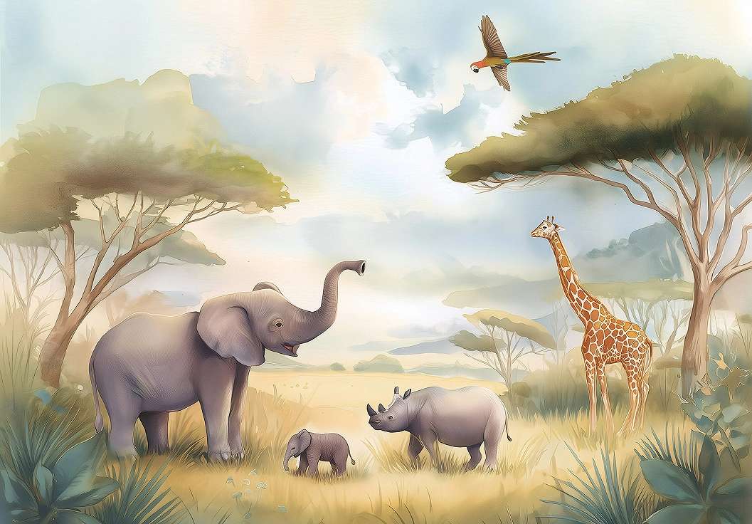 Gyerek posztertapéta szafari állatos mintával 368x254 vlies