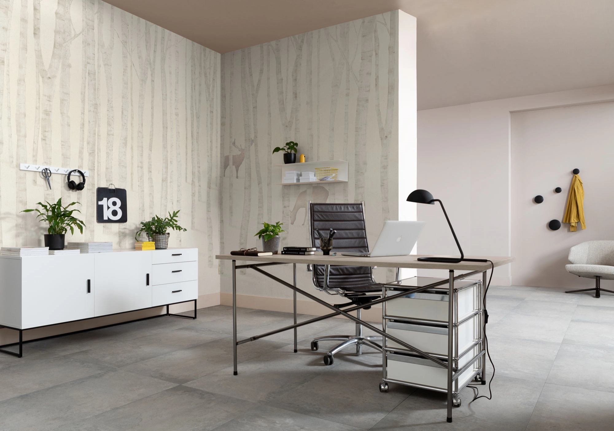 Fotótapéta gyerekszobába erdei tájkép szarvas mintával