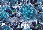Fali poszter kék színvilágban rózsa mintával 368x254 vlies