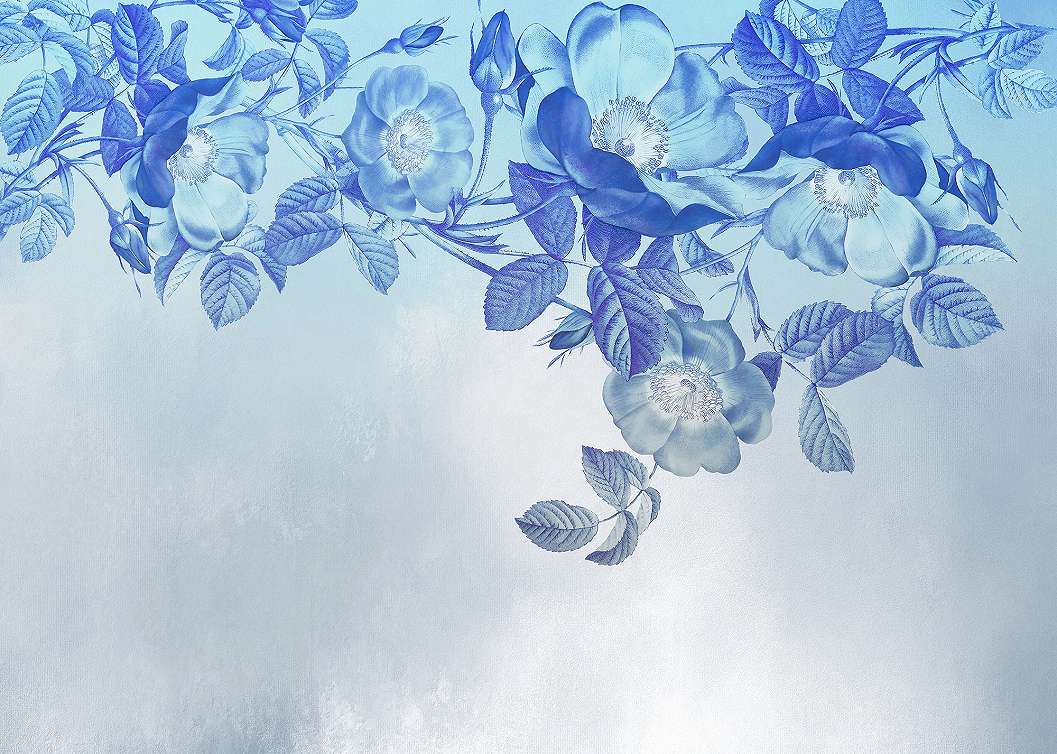 Kék virágmintás fotótapéta inda mintás virág mintával