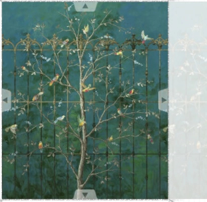 Kékes vlies erdei madár és fa mintás vintage fotótapéta egyedi méretben