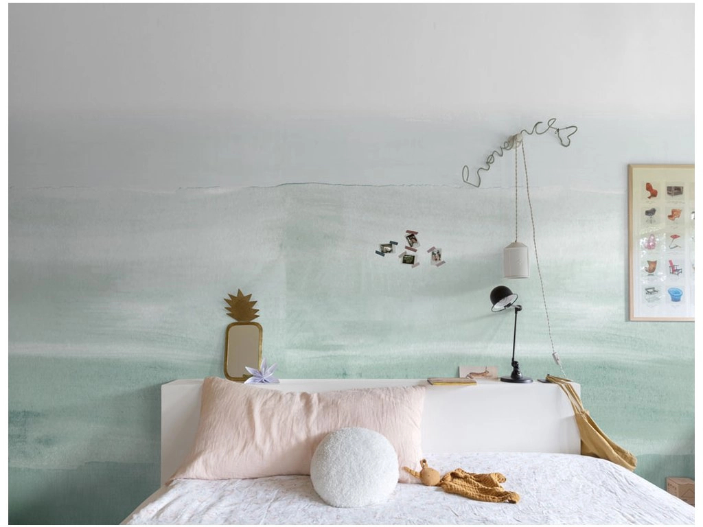 Akvarell kékes zöldes festés mintás fotótapéta