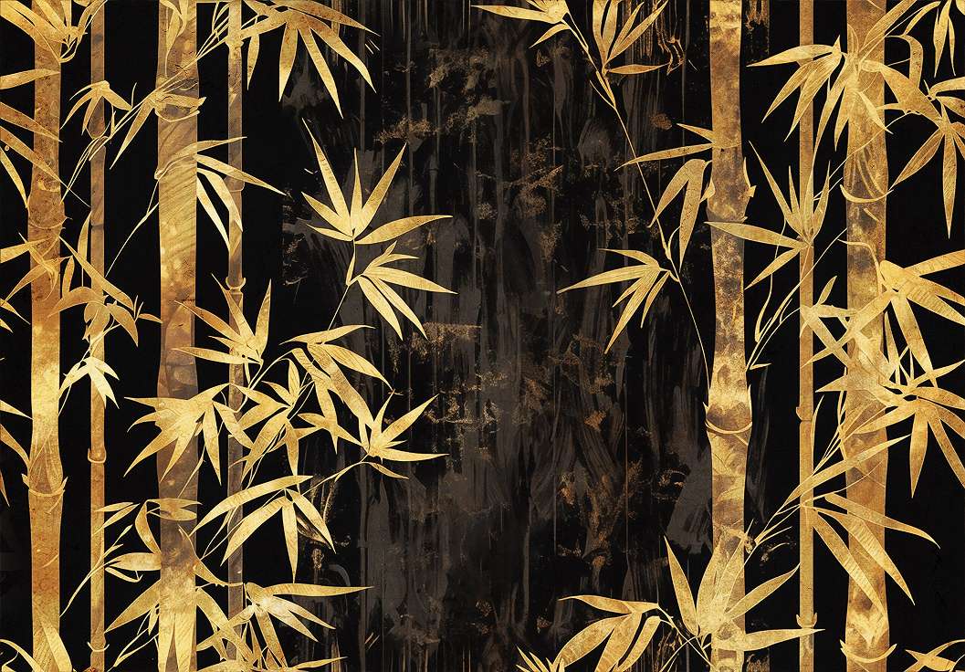 Keleties hangulatú bambuszlevél mintás vlies fotótapéta 368x254 vlies