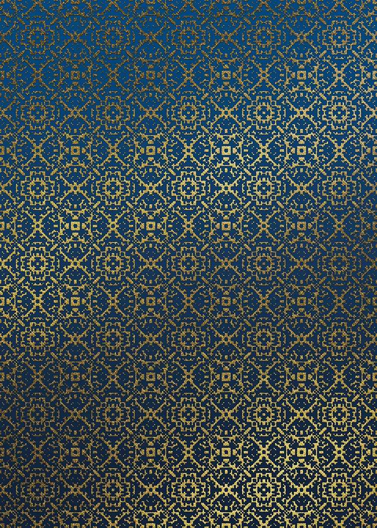 Keleties mintázatú fotótapéta kék-arany színvilágban