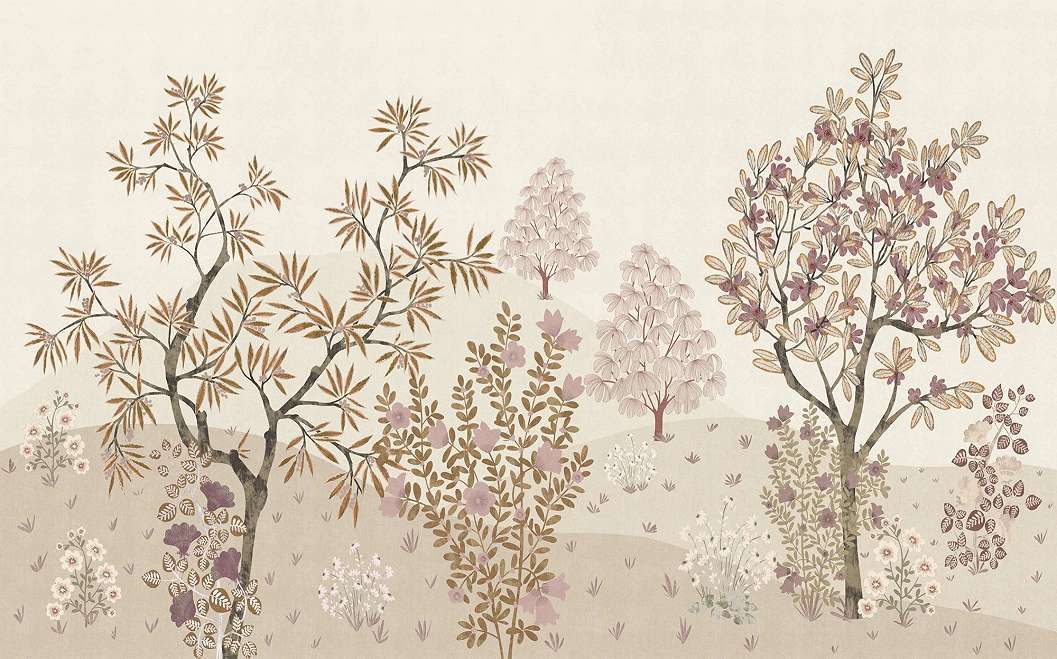 Keleties stílusú rajzolt botanikus posztertapéta