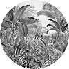 Dzsungel mintás fekete fehér kör alakú posztertapéta öntapadós 125cm
