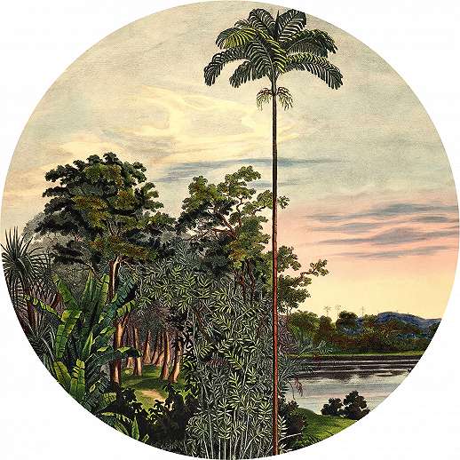 Kör alakú fotótapéta vintage dzsungeles mintával