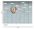 Felhők és legballon mintás óriás mosható gyerek poszter tapéta