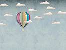Felhők és legballon mintás óriás mosható gyerek poszter tapéta
