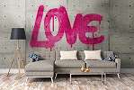 Beton mintás alapon love graffiti mintás mosható poszter tapéta