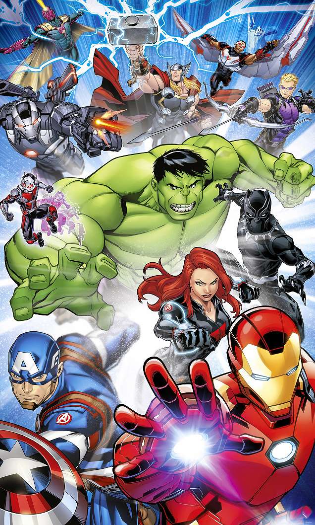 Marvel fotótapéta a képregény grafikájú Bosszúálló-Végjáték karaktereivel