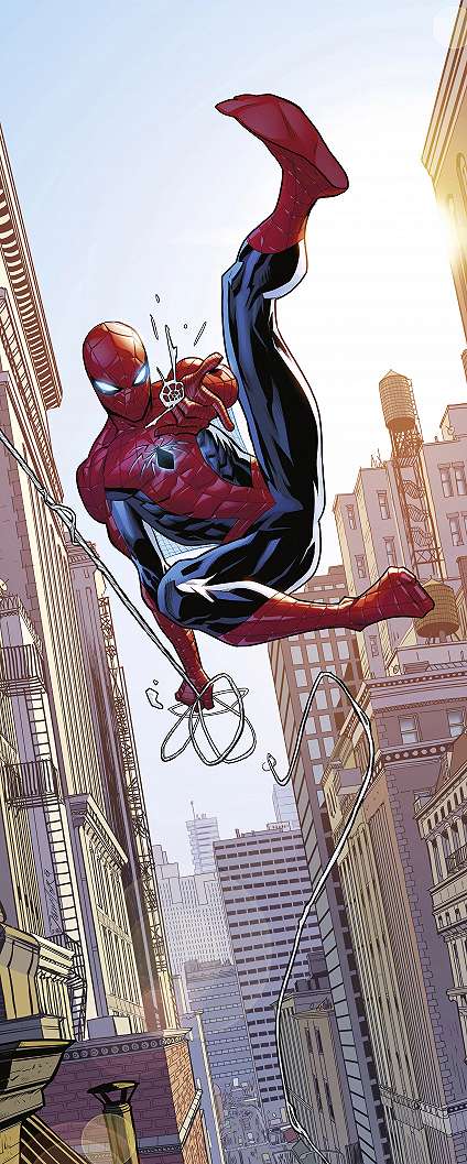 Marvel fotótapéta Pókember a felhőkarcolók között képregény stílusban Tini szobába