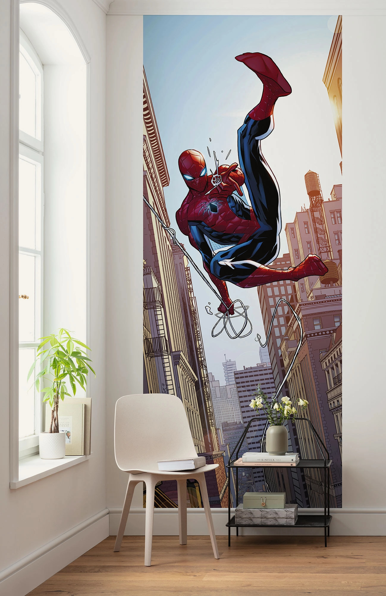 Marvel fotótapéta Pókember a felhőkarcolók között képregény stílusban Tini szobába