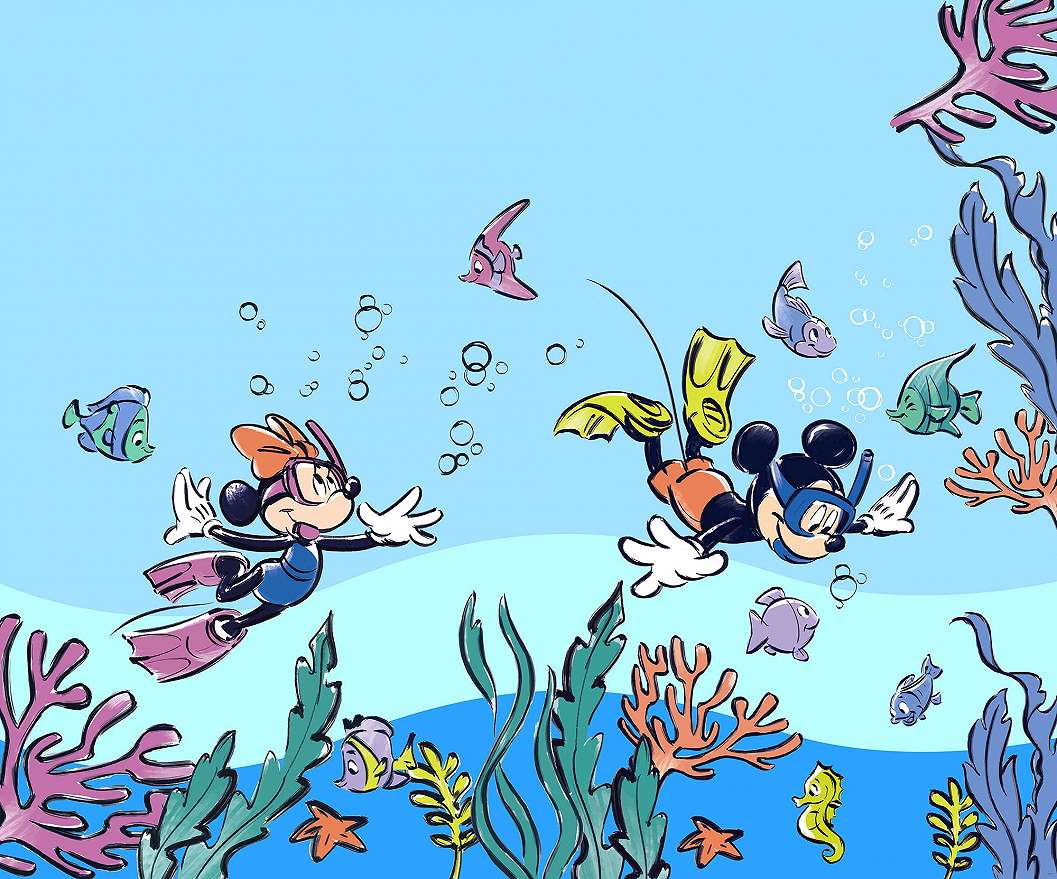 Miki és Minnie egér a tenger mélyén fotótapéta