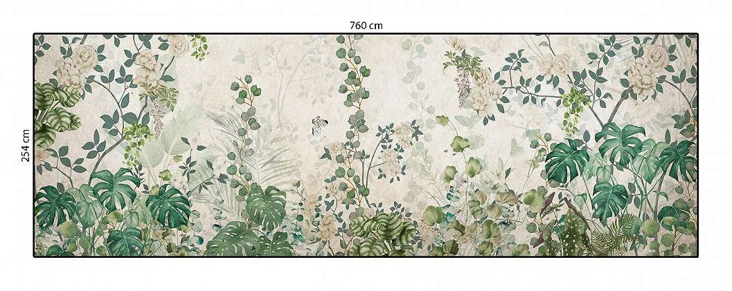 Modern botanikus mintás vinyl mosható fotótapéta egyedi 760x254