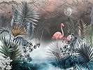 Trópusi botanikus és flamingó mintás vlies poszter tapéta 368x254 vlies