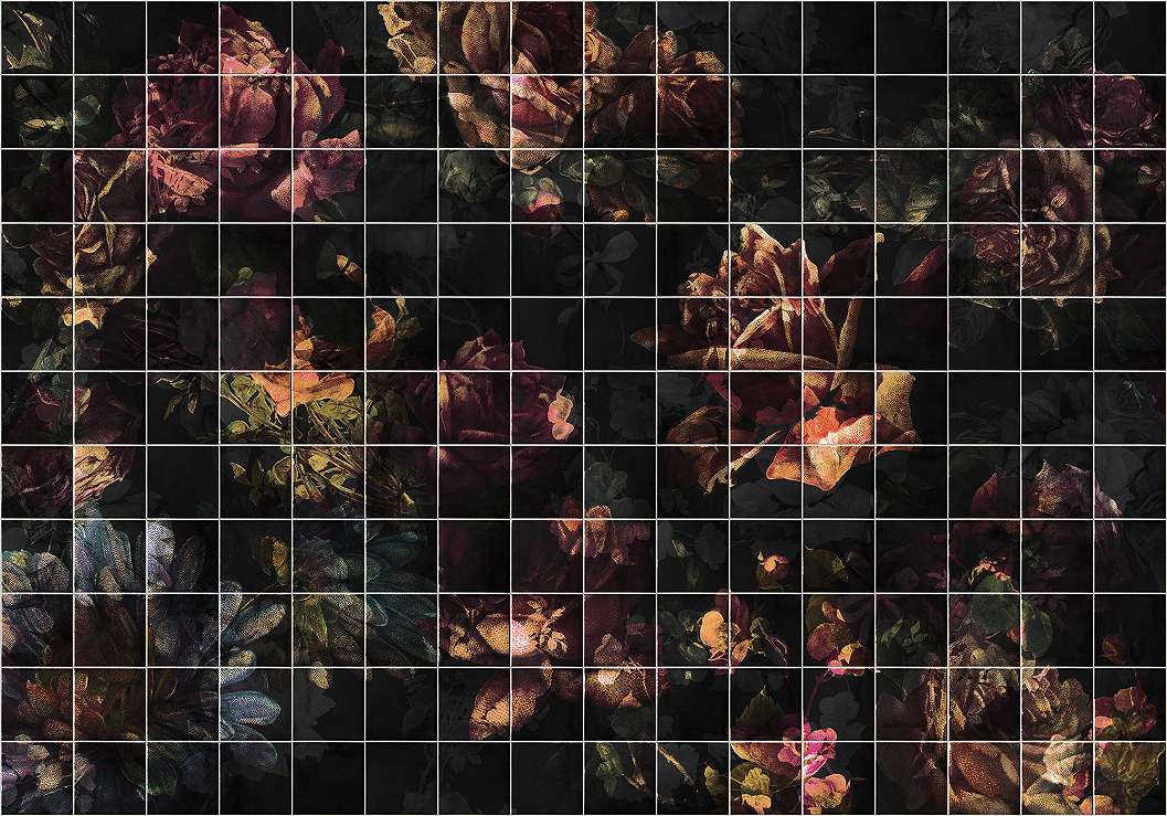 Modern geometriai és botanikus virág mintás fotótapéta