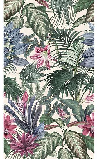 Modern színes mosható fotótapéta trópusi levél és virág mintával
