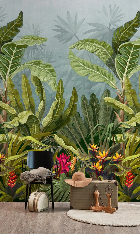 Modern trópusi pálmaleveles mosható posztertapéta