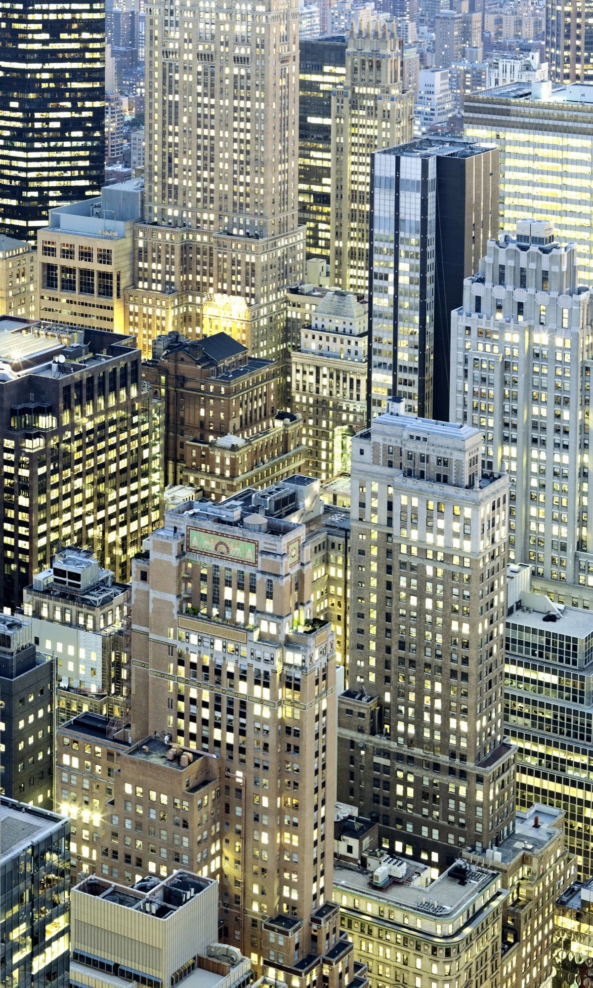 Fali poszter New Yorki felhőkarcolókkal éjszakai fényben