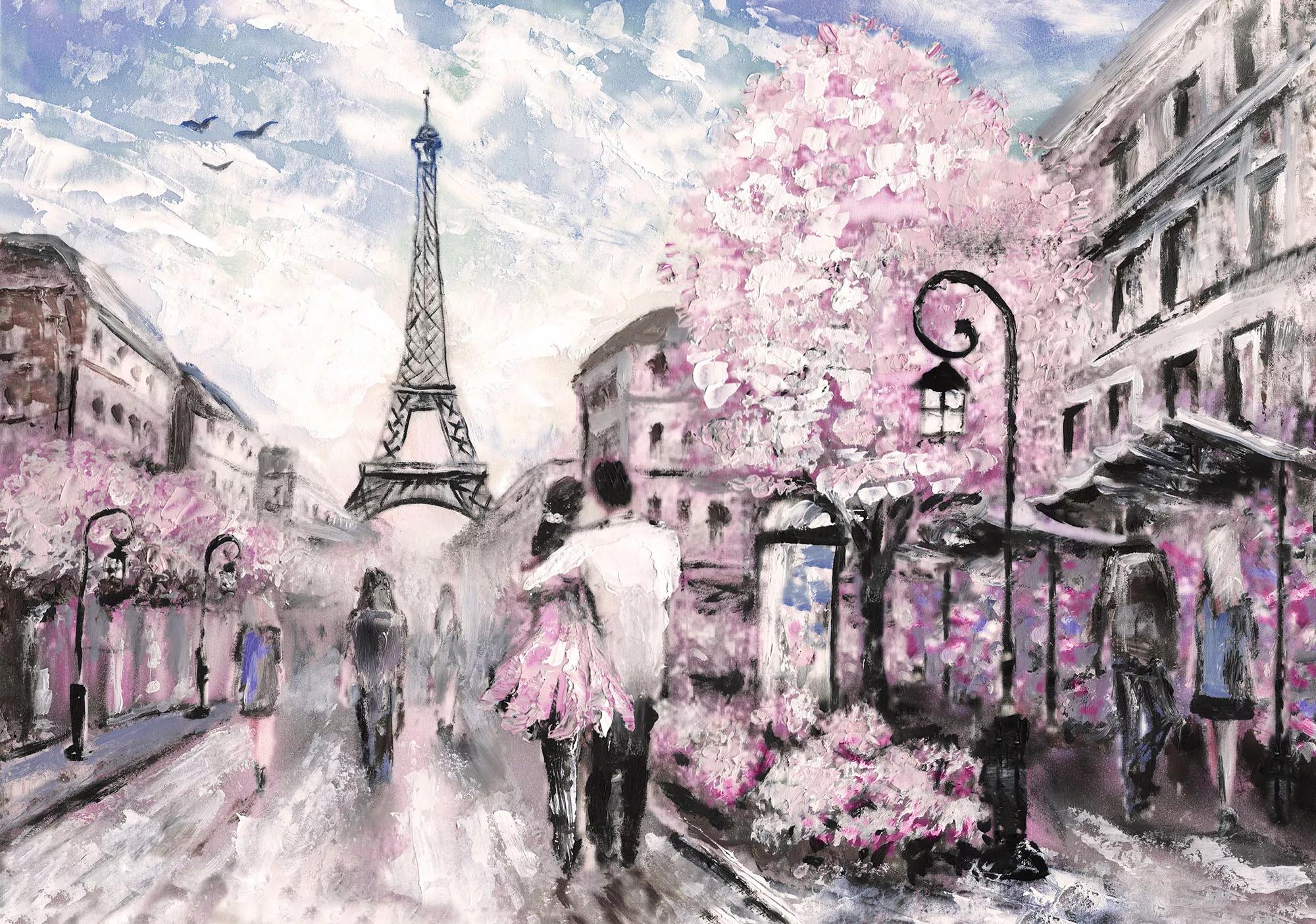 Romantikus hangulatú Párizs Eiffel torony mintás fali poszter 368x254 vlies