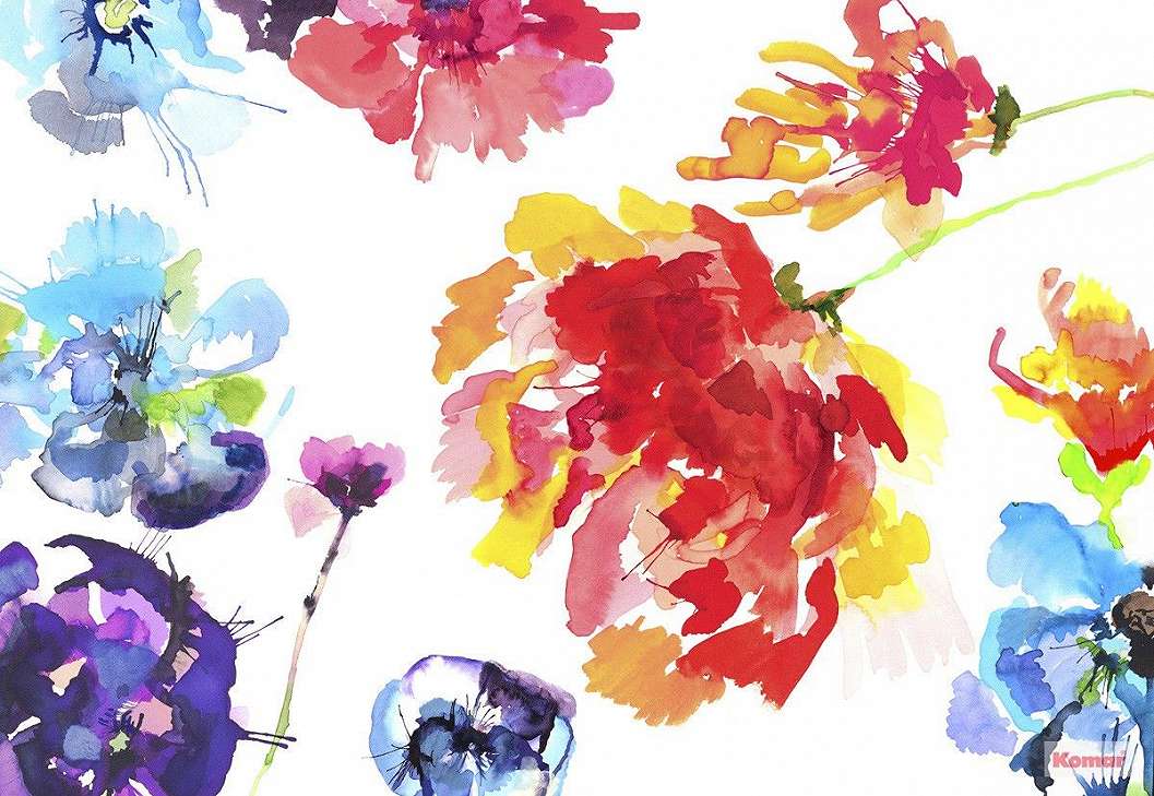 Óriás fotótapéta színes akvarell hatású virágmintával