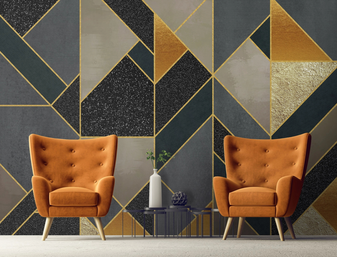 Modern óriás geometrikus mintás poszter tapéta 368x254 vlies