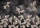 Fali poszter daru madár mintával szürke színben 368x254 vlies