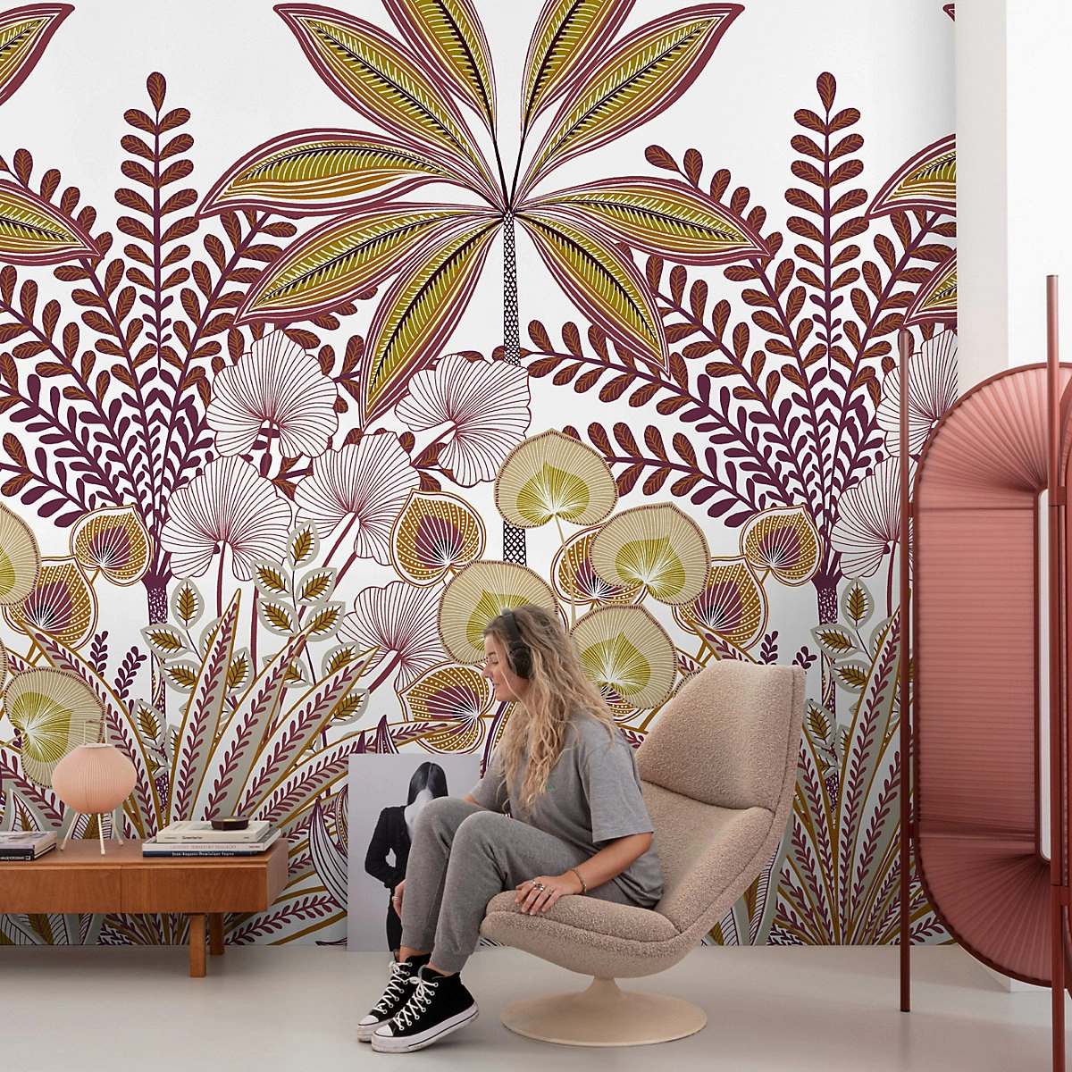Lila színvilágú óriás leveles design fotótapéta