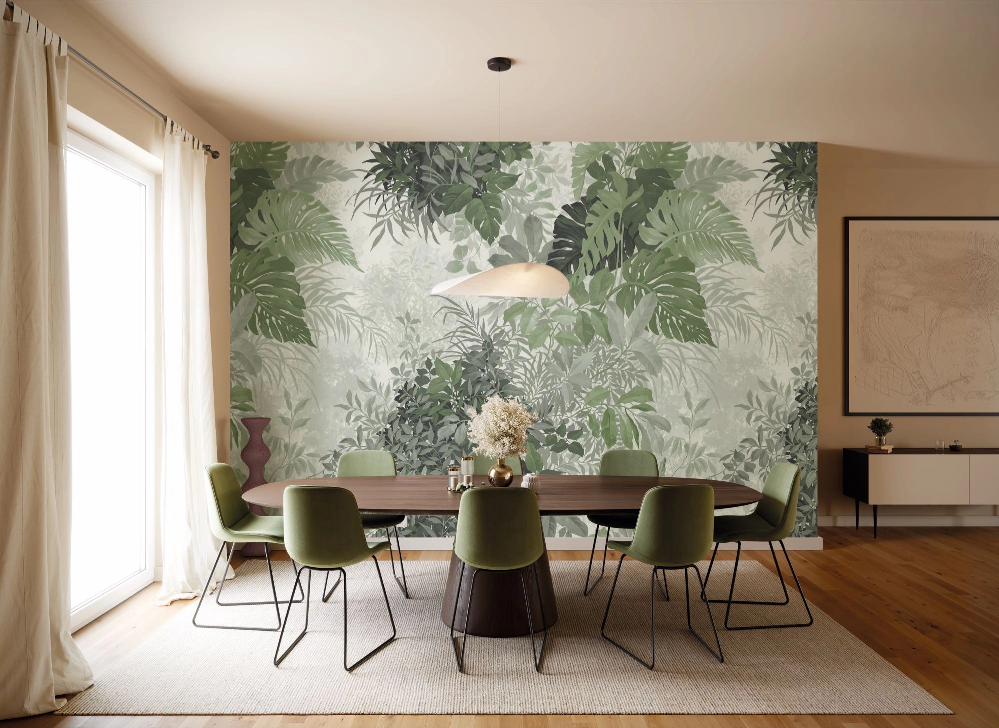 Fotótapéta buja zöld pálmalevél mintával