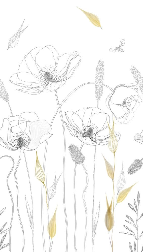 Óriás rajzolt virágos mintás vlies fotótapéta
