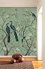 Menta színű páva és keleties botanikus mintás Coordonné poszter tapéta