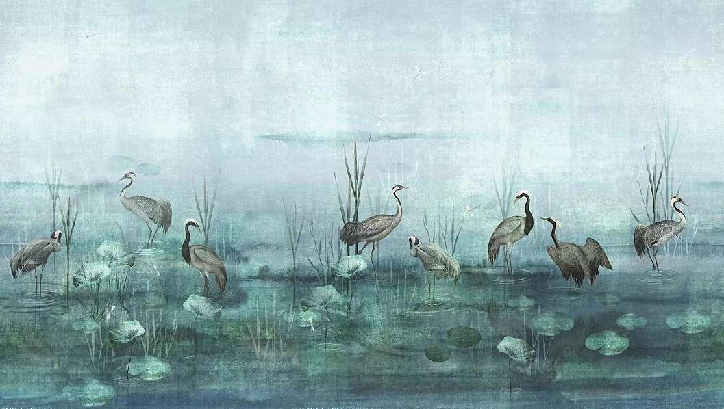 Orientális stílusú madár mintás vlies fotótapéta