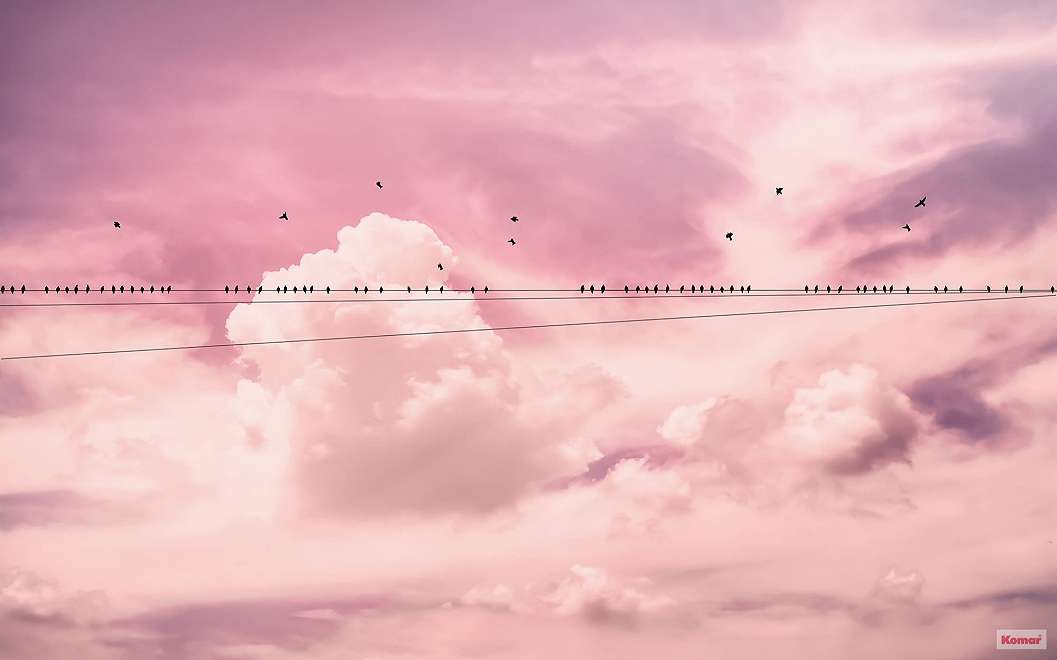 Órisá fotótapéta pasztell rózsaszín színvilágban felhő mintával