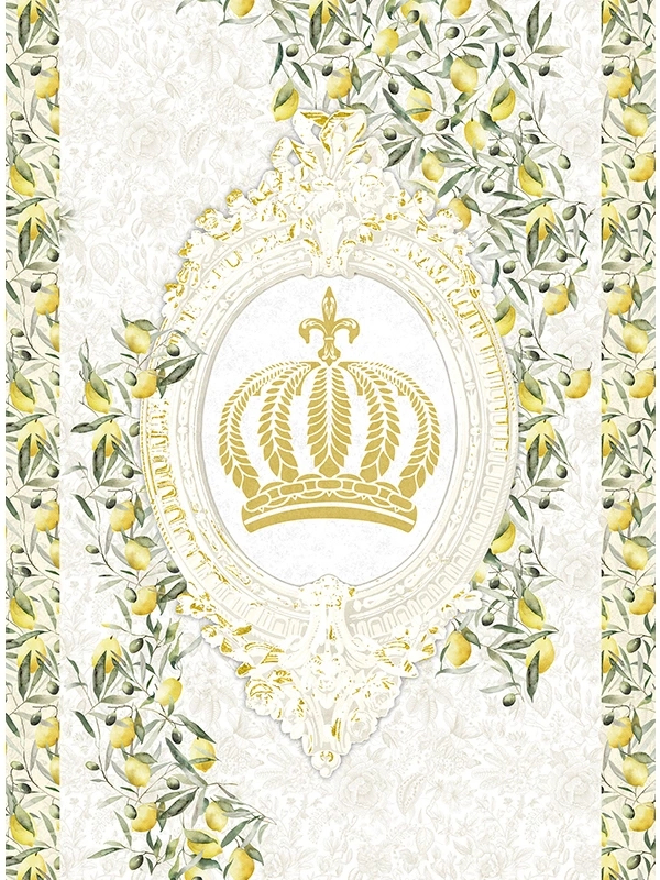 Pompöös címer és citrom mintás posztertapéta