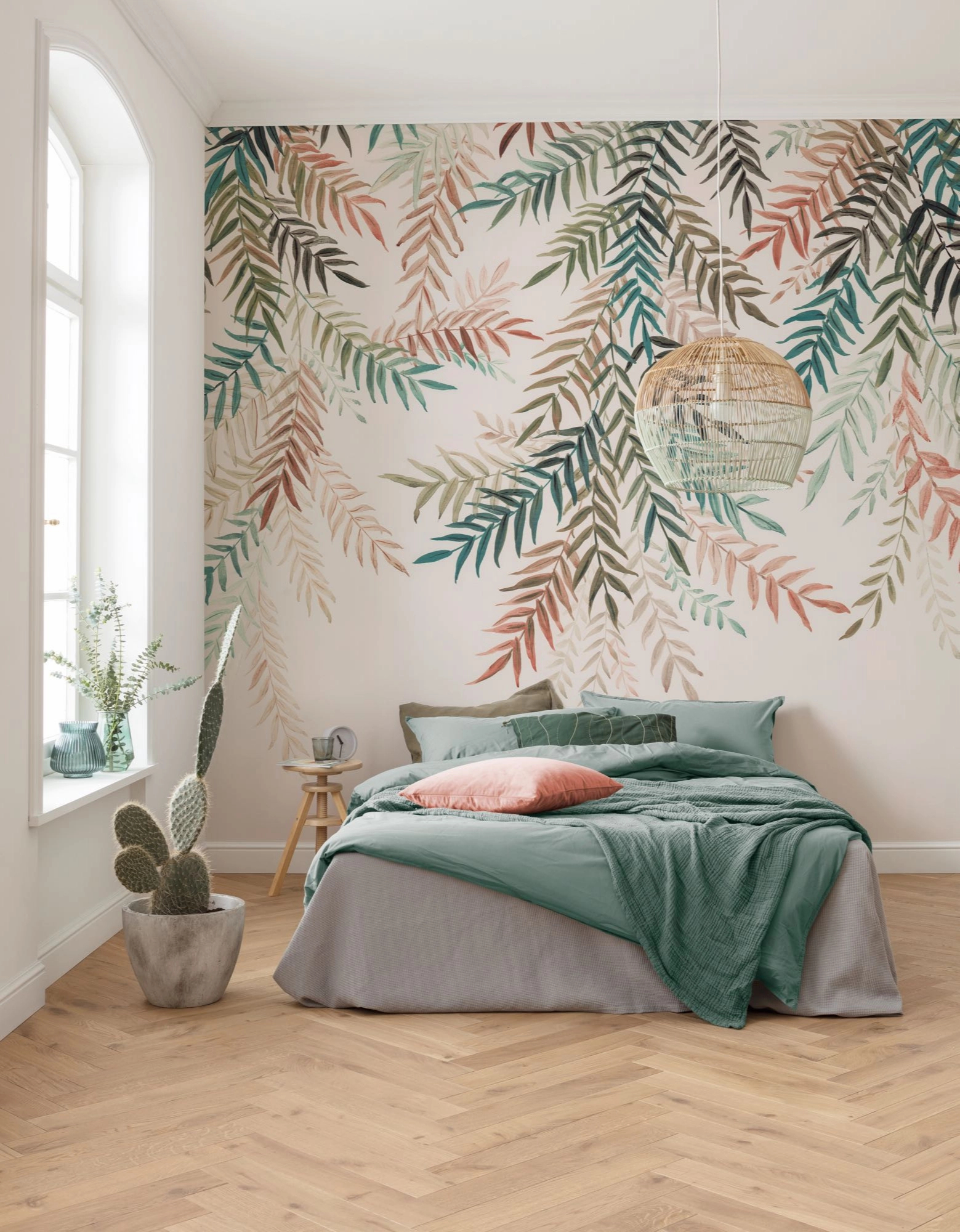 Fotótapéta vidám színes leveles mintával