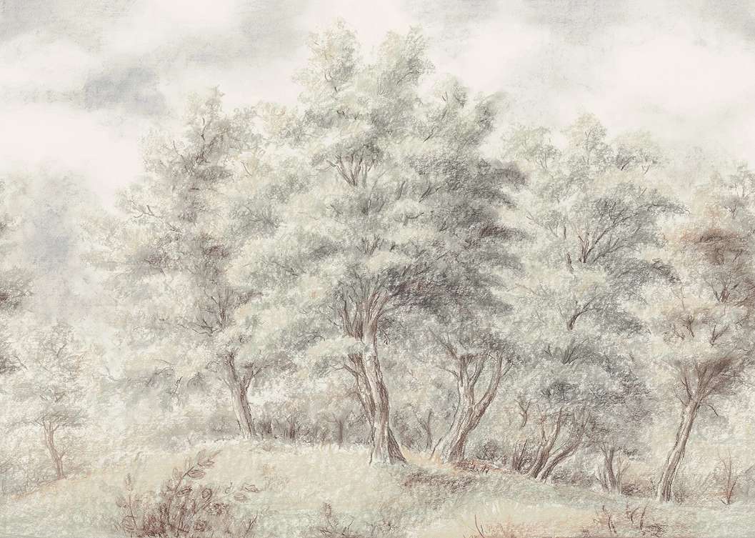 Poszter tapéta erdő mintával akvarell stílusban