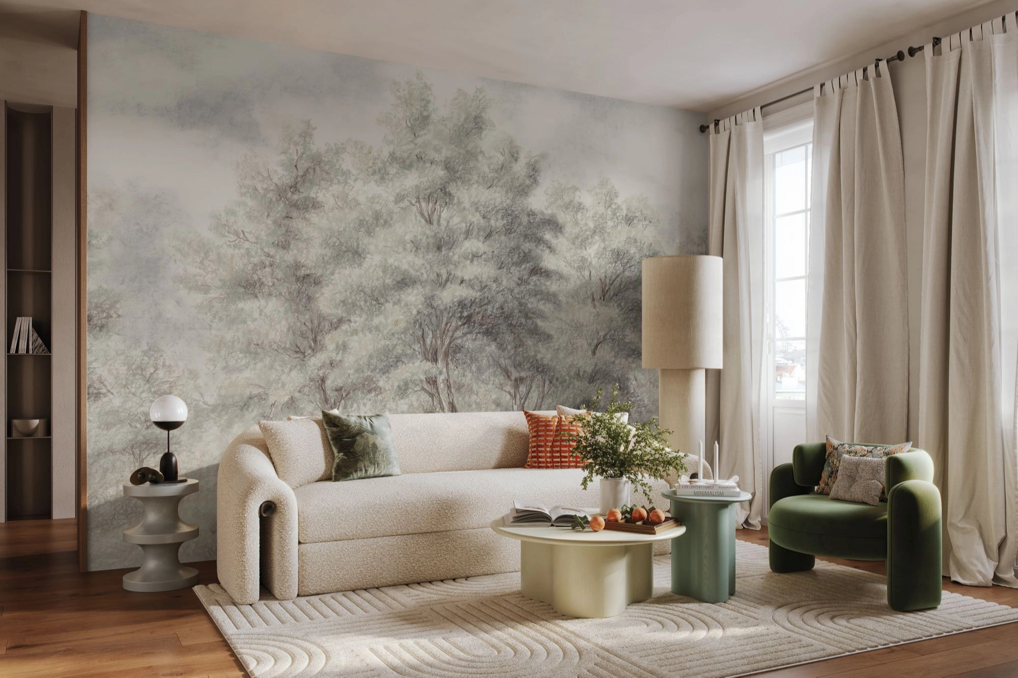 Fotótapéta festői erdei fás mintával