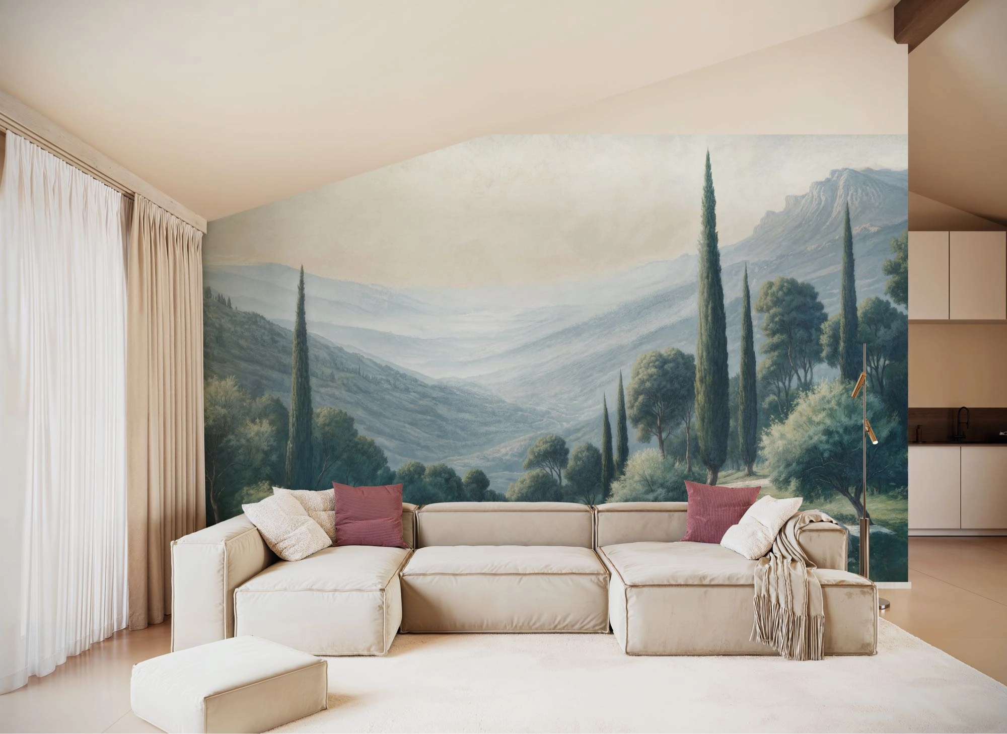 Mediterrán toscan tájkép mintás fotótapéta