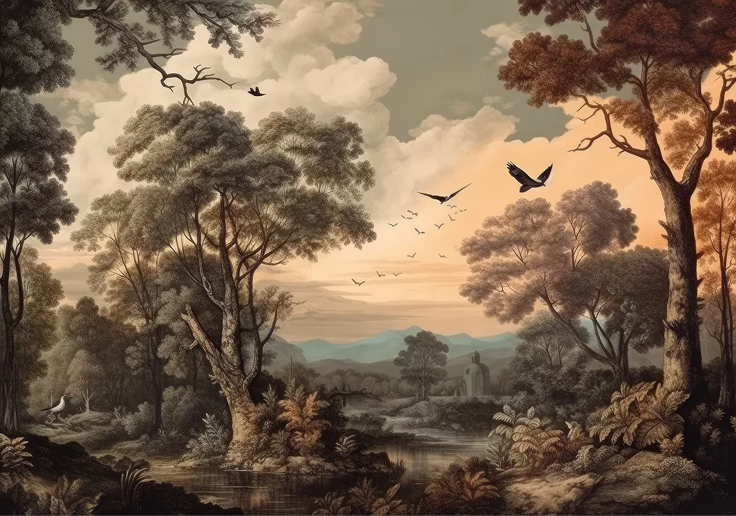 Poszter tapéta klasszikus tájképes mintával 312x219 vlies