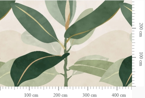 Poszter tapéta óriás zöld leveles mintával skandináv stílusban egyedi méretben 450cm X 295cm
