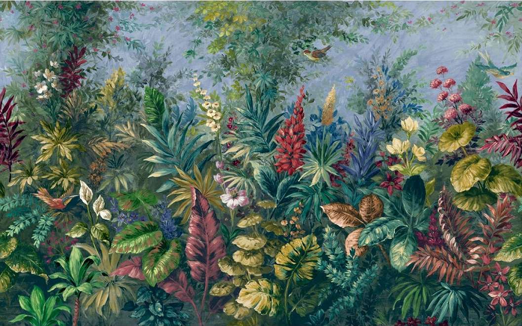 Poszter tapéta színes vidám egzótikus tájkép mintával