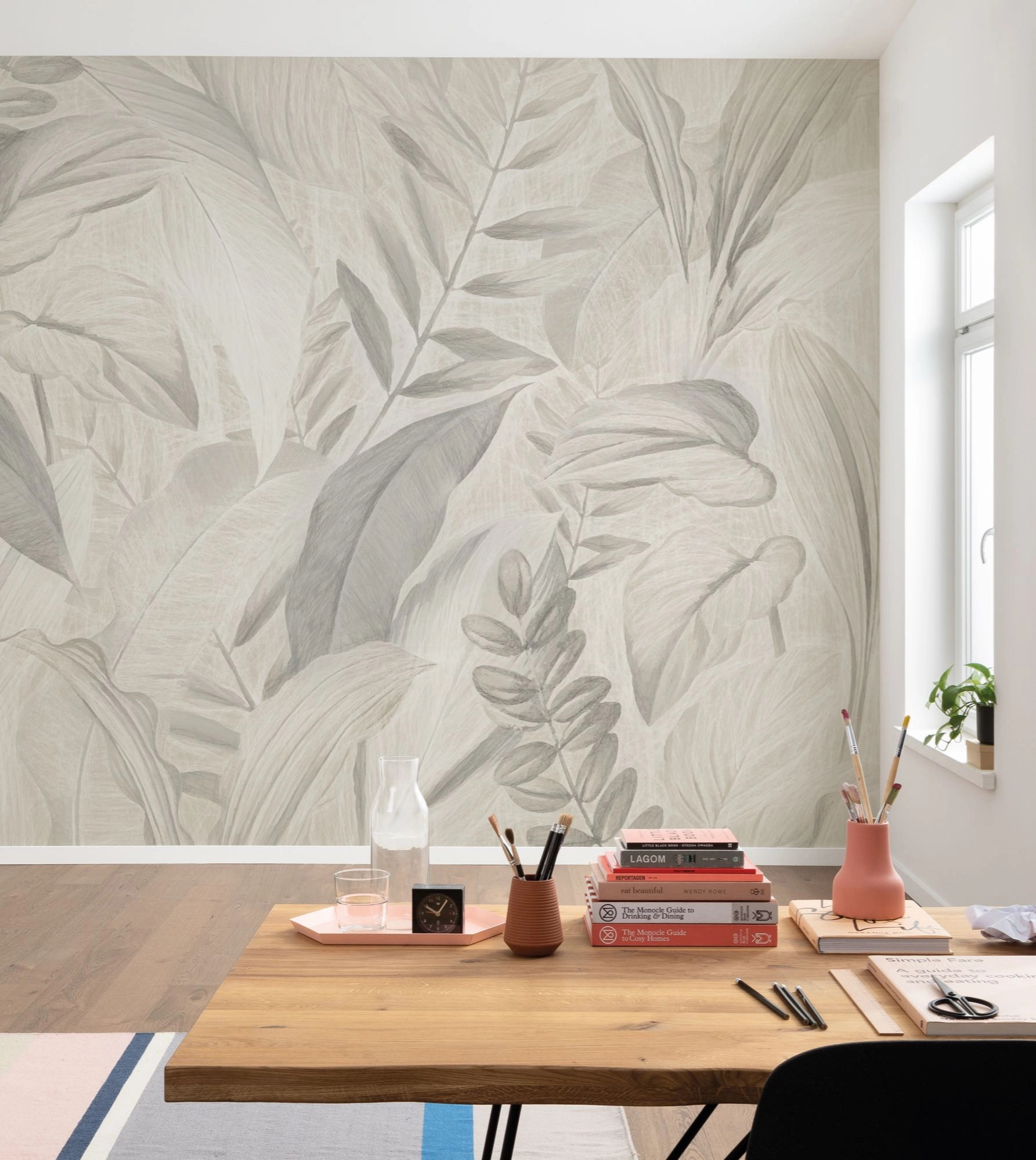 Fotótapéta szürkés óriás trópusi levél mintával