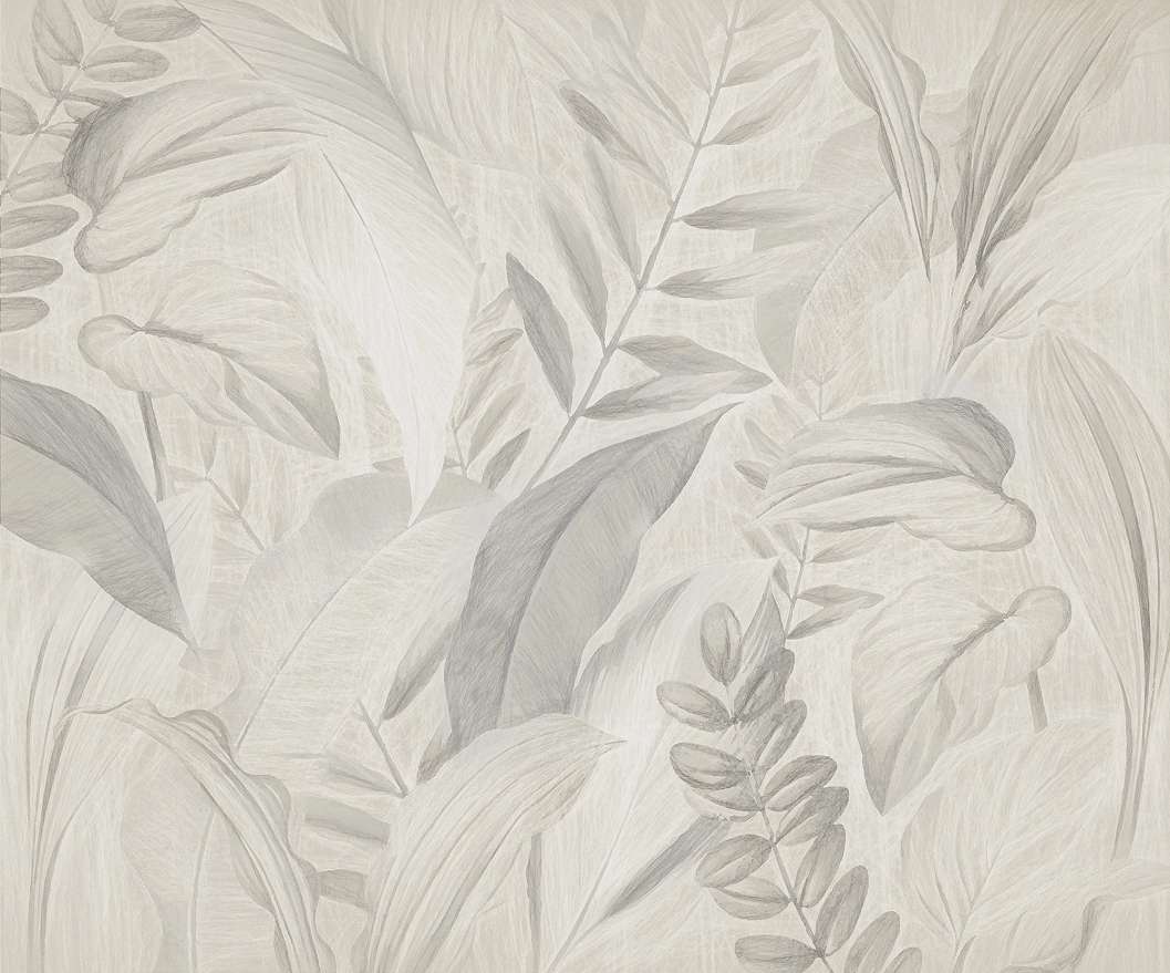 Poszter tapéta szürke levél mintával