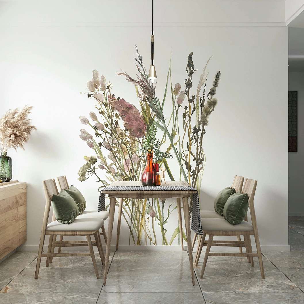 Posztertapéta akvarell vadvirág mintával 160cm x 270cm