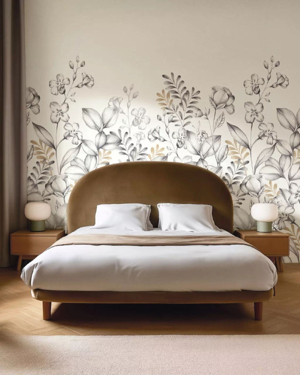 Fotótapéta arany-fekete virágoskert mintával 200 cm x 310 cm