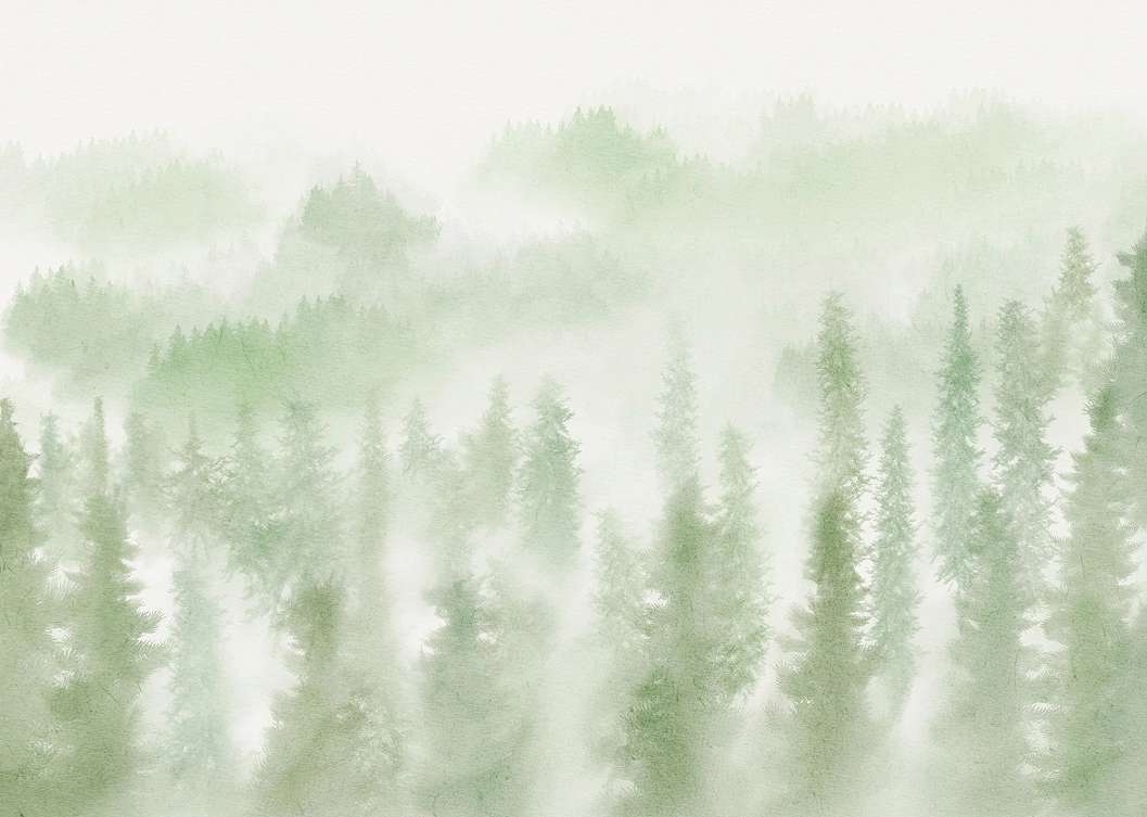 Posztertapéta erdei tájkép mintával akvarell hatással