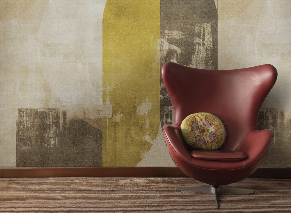 Posztertapéta geometrikus mintával fémes színekben